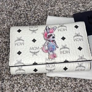 Authentic MCM Visetos punk rabbit leather wallet